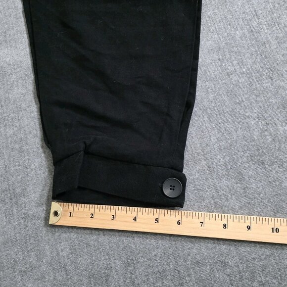 Zara Pants Womens M Black Balloon Cropped Button Hem Pleated Pockets Grunge Goth - Picture 9 of 16